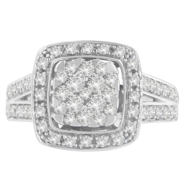 10K White Gold Diamond Cluster Ring (1 Cttw, H-I Color, SI2-I1 Clarity) - Size 6-3/4 N162-015538R675