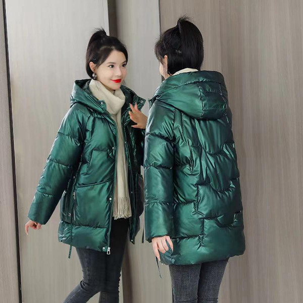 Color: Green, Size: XL - Winter Loose Thick Hooded Down Cotton Q119-CJJK252554602BY