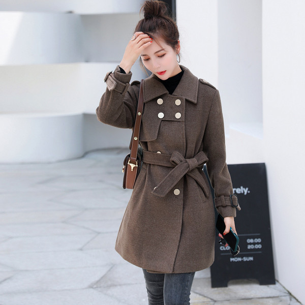 Color: Coffee color, Size: 2XL - Autumn And Winter Clothes Small Slim Slim Mid-Length Fashionable W Q119-CJYM107771210JQ