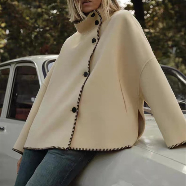 Women's Turtleneck Long Sleeve Baggy Coat Q119-CJYD2554585