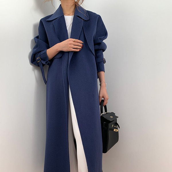 Double-sided Cashmere Coat Suit Women's Medium Length Lace-up Q119-CJFY1726637