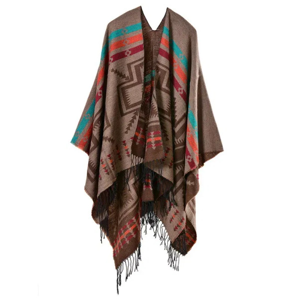 Color: ROYAL BLUE, Size: One Size - European American Popular Tassel Thickened Cashmere Like Nation F640-12000028439532176