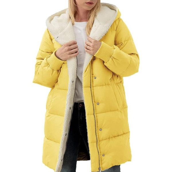 European And American Solid Color Hooded Cotton Jacket Long Sleeve Double-sided Velvet Slim Elegant Q119-CJJK2178986