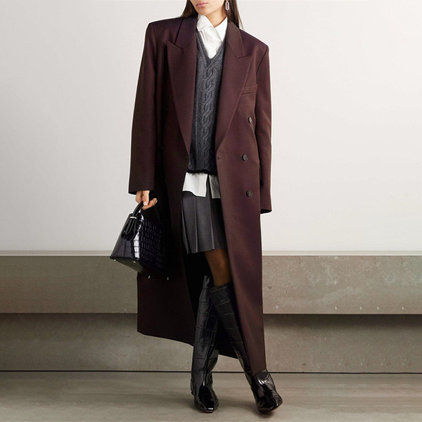 Pure Color All-matching Angola Red Long-cut Coat Q119-CJYD2560759