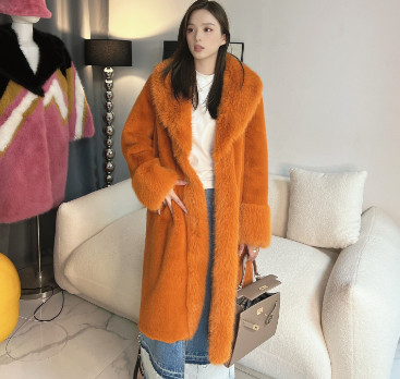 Color: Orange, size: One size - Mink Hair Fur And Leather Overcoat Women Q119-CJYD194710015OL
