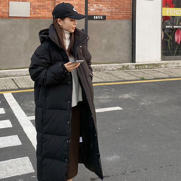 Color: Black, Size: 4XL - Korean Style Thickened Long Down Jacket Q119-CJJK219448707GT