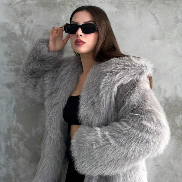 Color: Dark Gray, Size: M - Faux Fur Coat Female Short Chic Q119-CJYD255098821UF