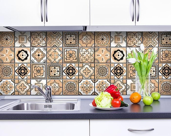5" X 5" Shades Of Taupe Mosaic Peel And Stick Removable Tiles N270-390919