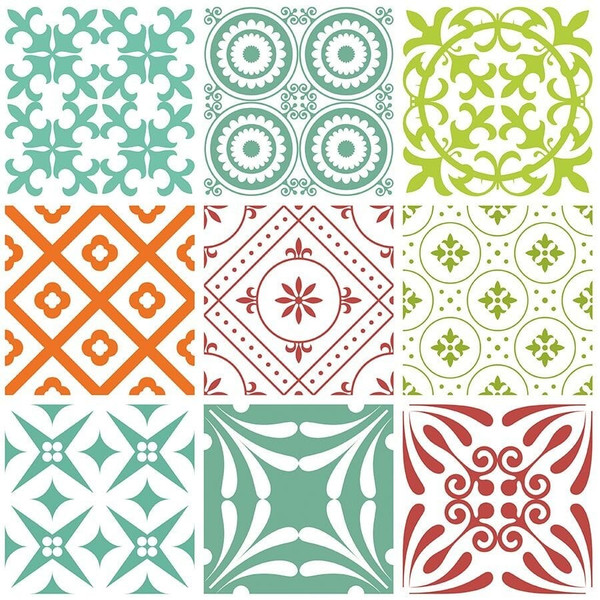 4" X 4" Muted Brights Mosaic Peel and Stick Removable Tiles N270-399855
