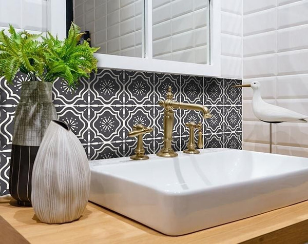 7" X 7" Burst Gray And White Peel And Stick Removable Tiles N270-382904