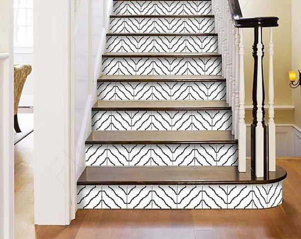 5" X 5" Black and White XL Prism Peel and Stick Removable Tiles N270-399916