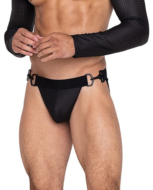 Master Jockstrap w/Hook & Ring Closure & Contoured Pouch Black XL X615-ROLI666-BK-X0