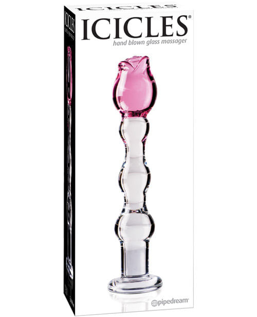 Icicles No. 12 Hand Blown Glass Massager - Clear w/Rose Tip X615-PD2912-00