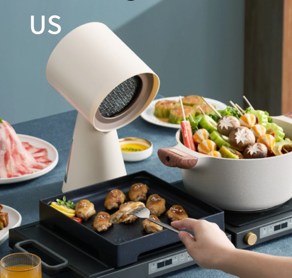 Color: White, Adaptation Properties: US - Desktop Exhaust Hood Barbecue Hot Pot Companion Portable  Q119-CJYD257754406FU