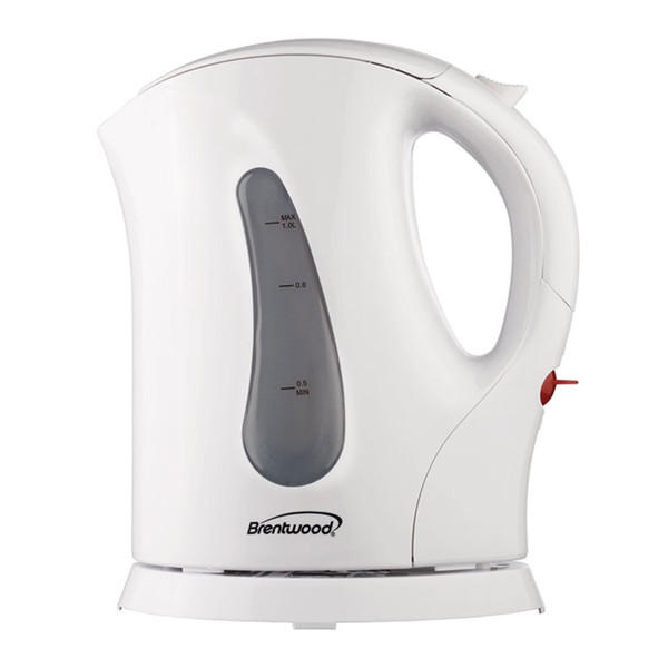 Brentwood 1.0 Liter Cordless Plastic Tea Kettle in White D970-KT-1610