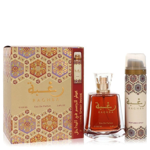 Lattafa Raghba by Lattafa Eau De Parfum Spray Plus 1.7 oz Deodorant Spray 3.4 oz (Men) V728-562423