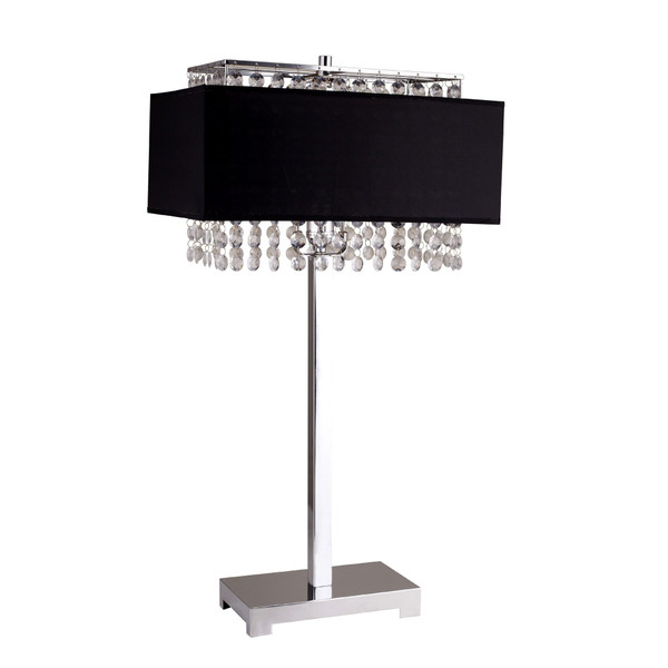 Bling Glam Black and Faux Crystal Rectangular Table Lamp N270-468419