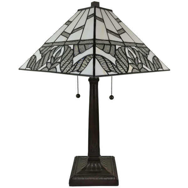 22" Dark Brown Metal Two Light Candlestick Table Lamp With White Shade N270-478159