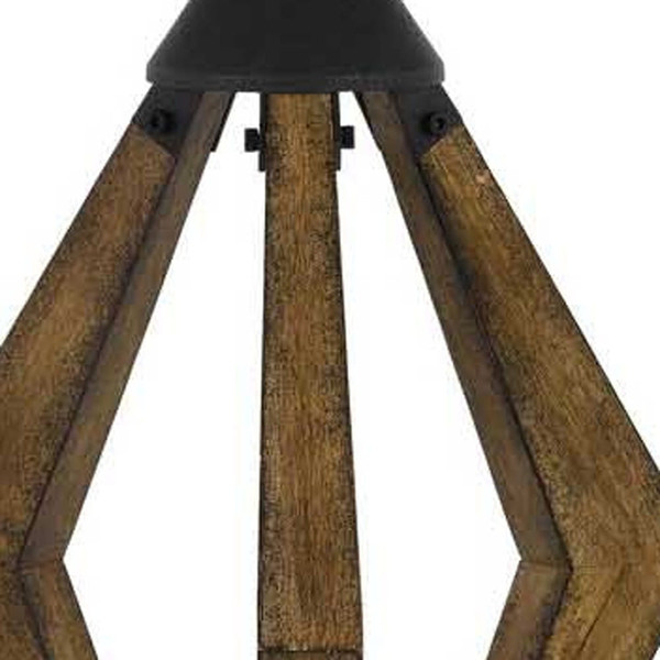 30" Black Metal Lantern Table Lamp With Gray Empire Shade N270-524781