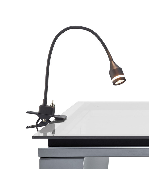 15" Black Metal Adjustable Clip On LED Table Lamp N270-372541