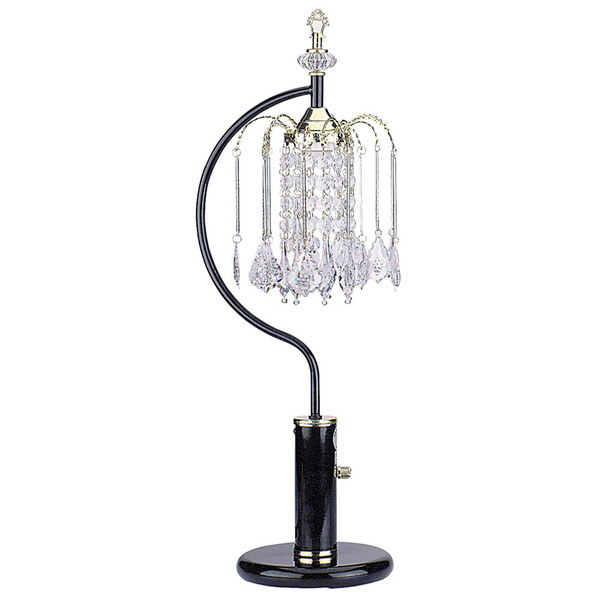 27" Black and Gold Metal Faux Crystal Chandelier Table Lamp N270-468574