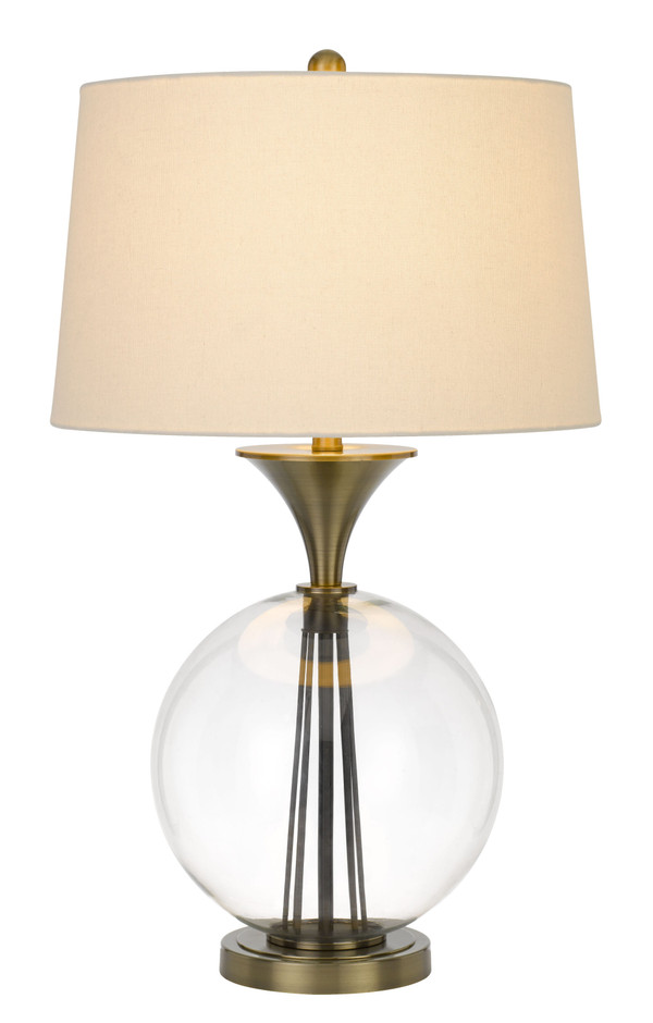 31" Bronze Metal Globe Table Lamp With White Empire Shade N270-524715