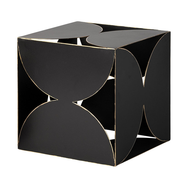 8" Contemporary Black Metal Geo Cube Sculpture N270-392475