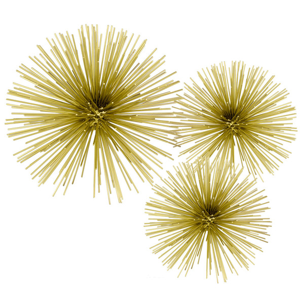 8" Gold Metal Sea Urchin Spiky Sphere N270-354741