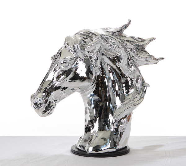 Modern Silver Horse Head Sculpture N270-284045