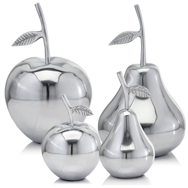 11" Silver Buffed Aluminum Decorative Apple Tabletop Sculpture N270-354621