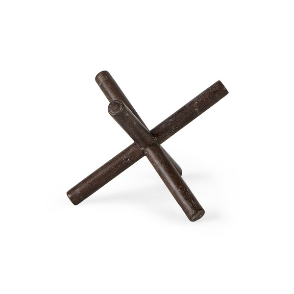 5" Brown Rustic Metal X Decorative Tabletop Sculpture N270-392485