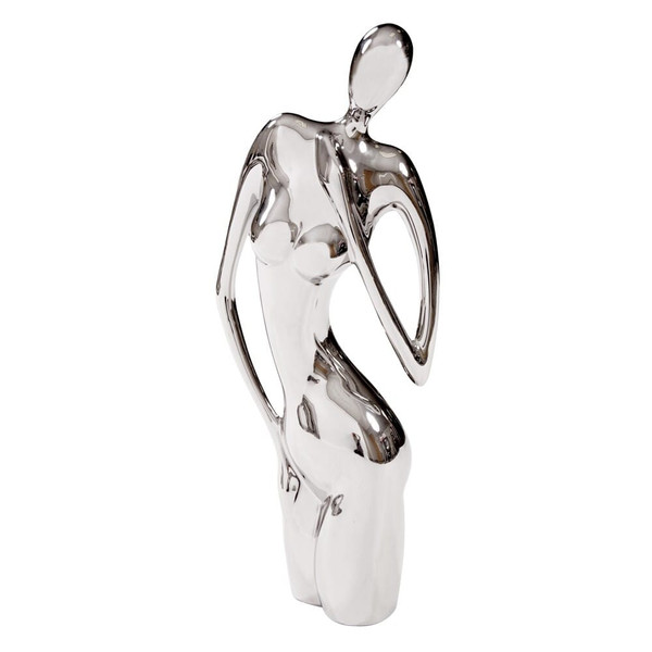 Modern Shiny Silver Female Form Sculpture N270-384169