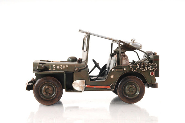 6" Army Green Metal Hand Painted Decorative Truck N270-401117