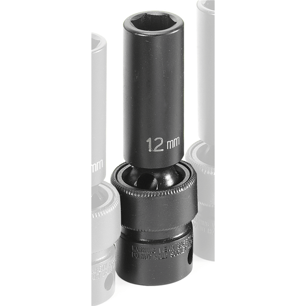Grey Pneumatic SOC 12MM 3/8D IMP UNIV 6PT DP BLK T398-GRE1012UMD