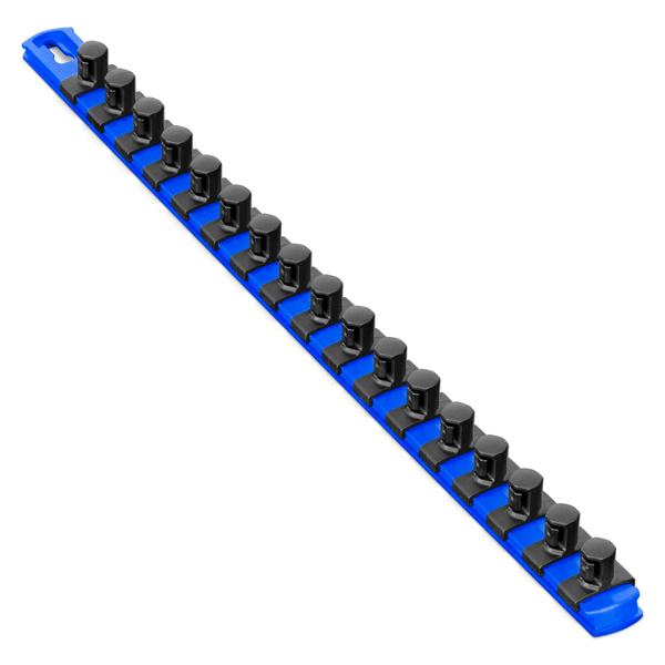 Ernst Mfg. 18” Socket Organizer and 17 Twist Lock Clips - Blue - 1/2” T398-ERN8405