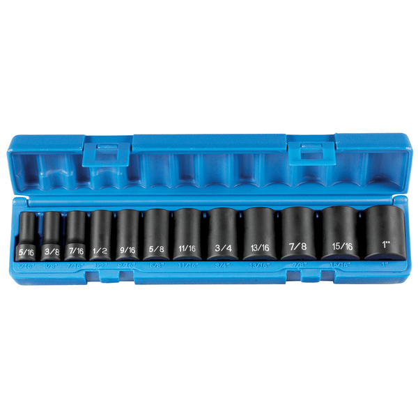 Grey Pneumatic 3/8" Drive 12 Piece Semi Deep 12pt SAE Set T398-GRE1202SD
