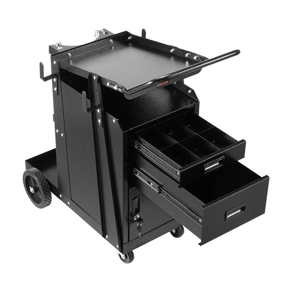 Welding Cart, 2 Drawers Welder Cart Heavy Duty with Anti-Theft Lockable Cabinet, 350LBS Static Weig E415-DCSTHJTC350LLZY72V0
