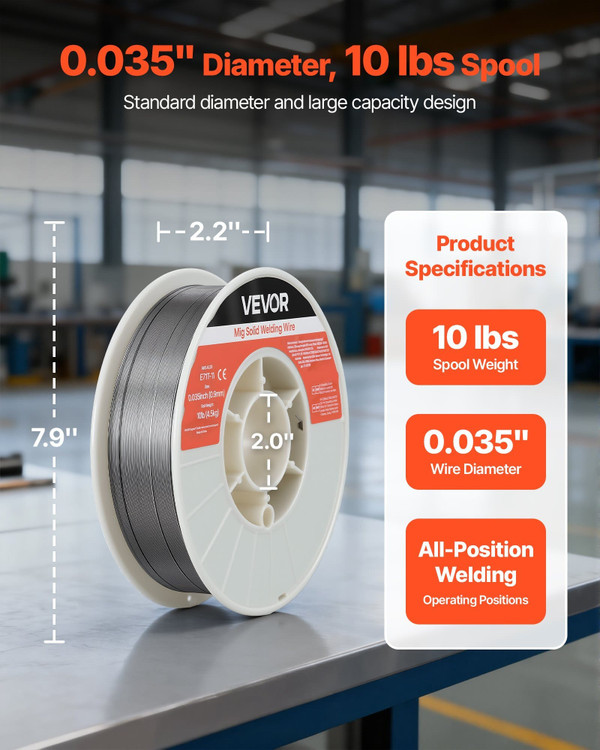 Flux Core MIG Welding Wire, E71T-11 0.035-inch 10 LBS, Gasless Mild Steel Welding Wire with Low Spa E415-MIGHSYXHSE71LTY1K001V0