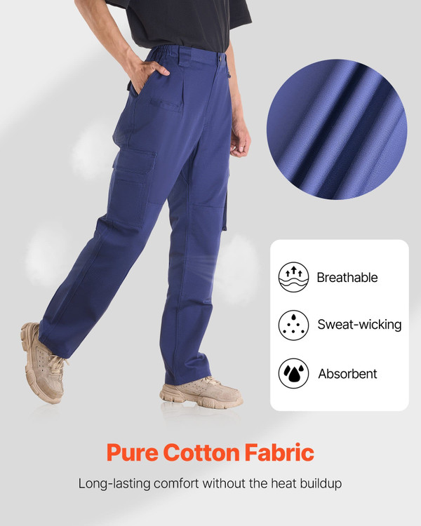 FR Pants for Men, 9 oz 100% Cotton, Flame-Resistant Cargo Pants with Multi-Pockets and Elastic Wais E415-HJZRKZCMSLSLB5IP6001V0