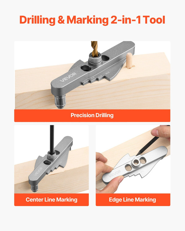 Doweling Jig Kit, Self Centering Dowel Drill Jig for Straight Holes, with Drill Bit Set 1/4", 5/16" E415-ZJJZDXZKJJJYJDU8C001V0