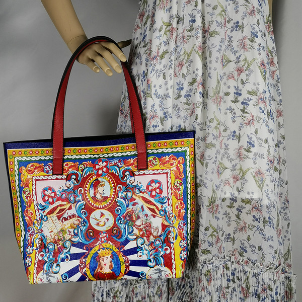 Italy Luxury Print Travel Shoulder Bag Floral Textured-Leather Shopper Tote large tote bag famous b F640-2255799951160607