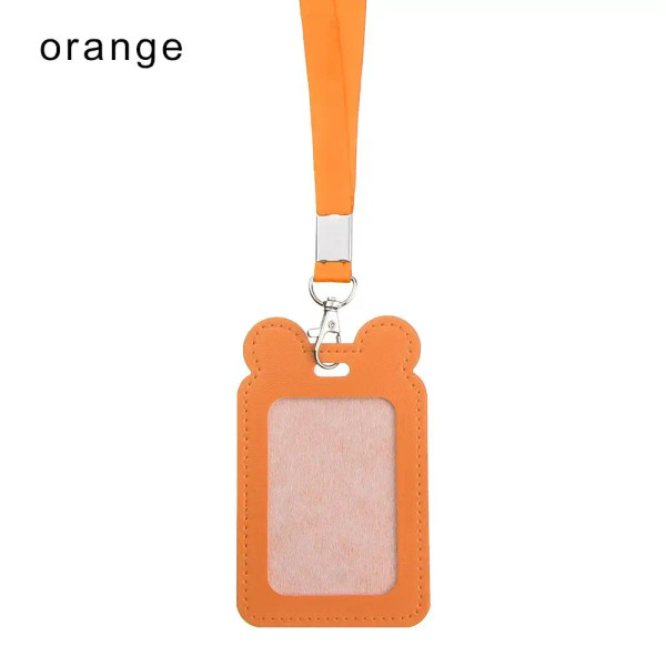 Color: PURPLE - Unisex Work Card Holders With Lanyard PU Bank Card Name Credit Card Holders Card Bu F640-12000029213347600