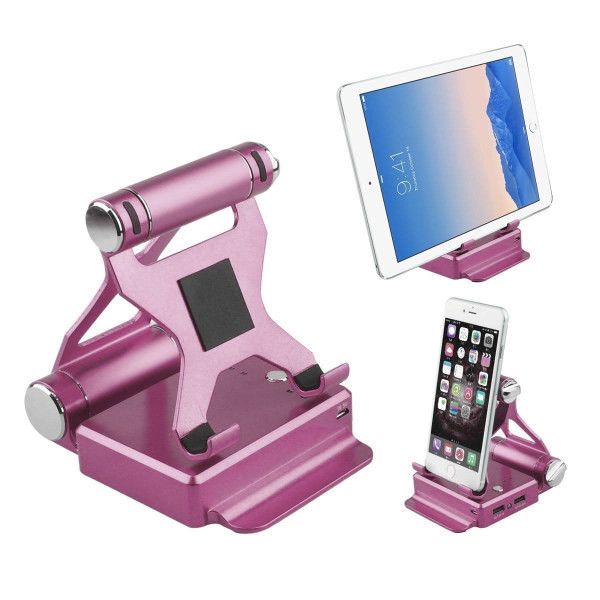 Color: Pink - Podium Style Stand With Extended Battery Up To 200% For iPad, iPhone And Other Smart  K290-14642984026147