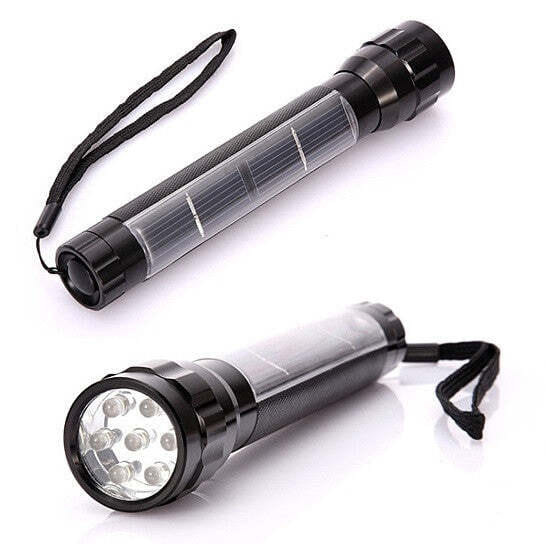 Color: Steel - Solar LED Flash Light Never Need Batteries K290-44031403065617
