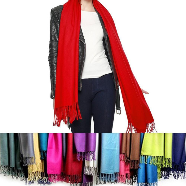Color: J - SNOW WHITE - Privilege Pashmina Shawls With Fringe Benefits K290-21596161029