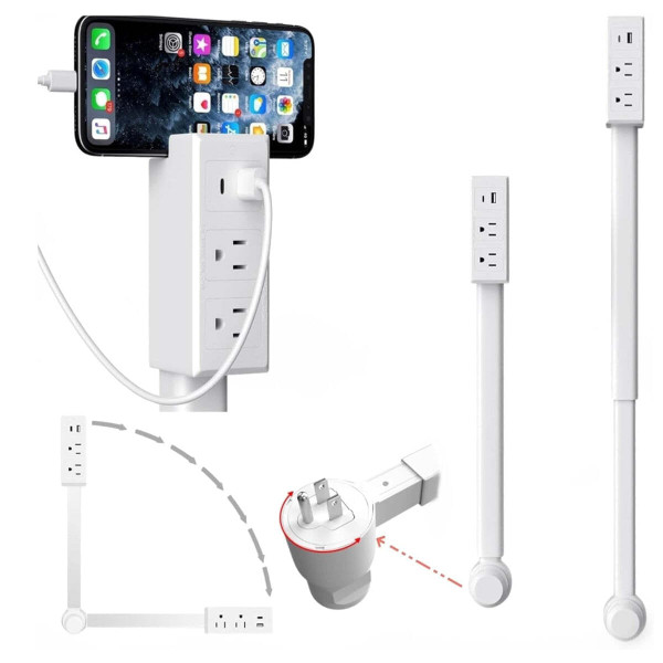 STYLE: RECTANGULAR - WHITE - Smart Outlet Elevator And Phone Charger K290-52658028216593