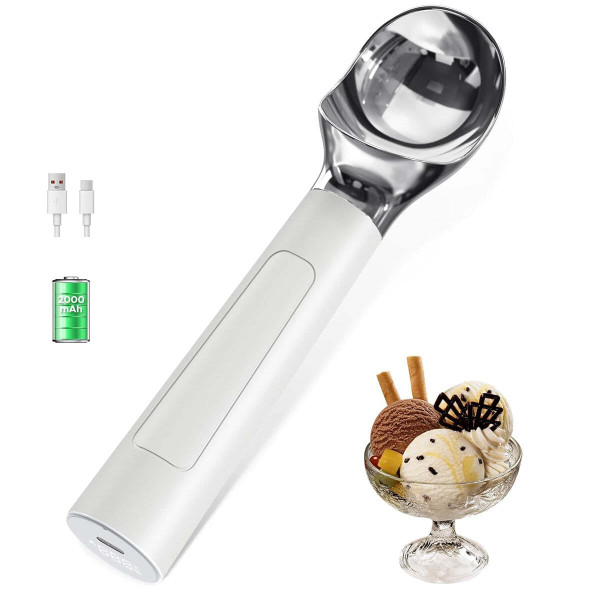 Color: VANILLA WHITE - Scoop EZ LED Heated Ice Cream Scoop Thermostatic And Rechargeable K290-51307882578193