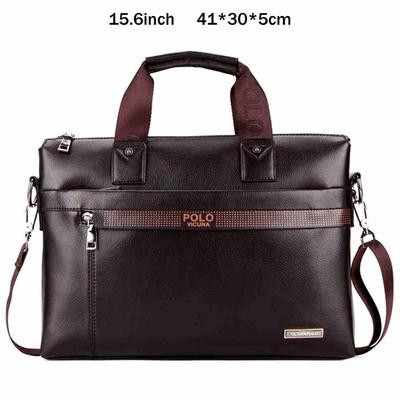 Color: Brown, Size: 15.6inch - VICUNA POLO Business Solid Color Men Briefcases Luxury Brand Q119-CJBHNSNS04459-Brown-15.6inch