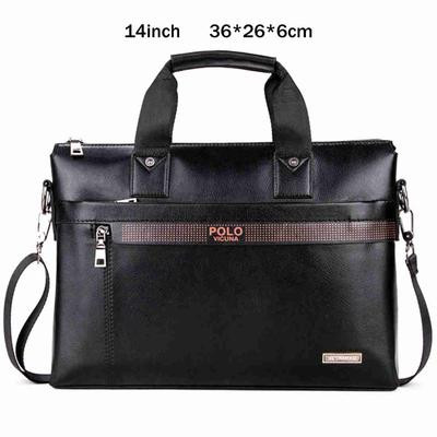 Color: Black, Size: 14inch - VICUNA POLO Business Solid Color Men Briefcases Luxury Brand Q119-CJBHNSNS04459-Black-14inch