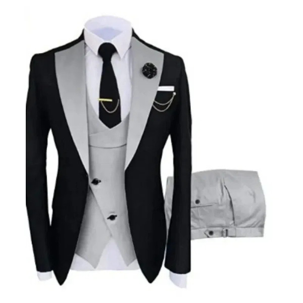 Color: PURPLE, Size: XXL - Men Suits 3 Pieces Tailored Best Man Groom Wedding Tuxedo Slim Fit Jacqu F640-12000031682934884